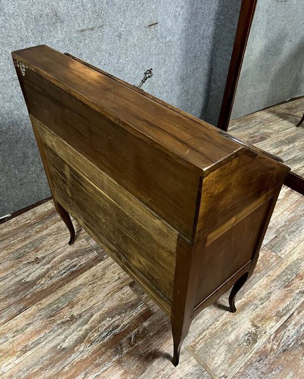 Commode scriban style Louis XV en noyer massif vers 1920-1940