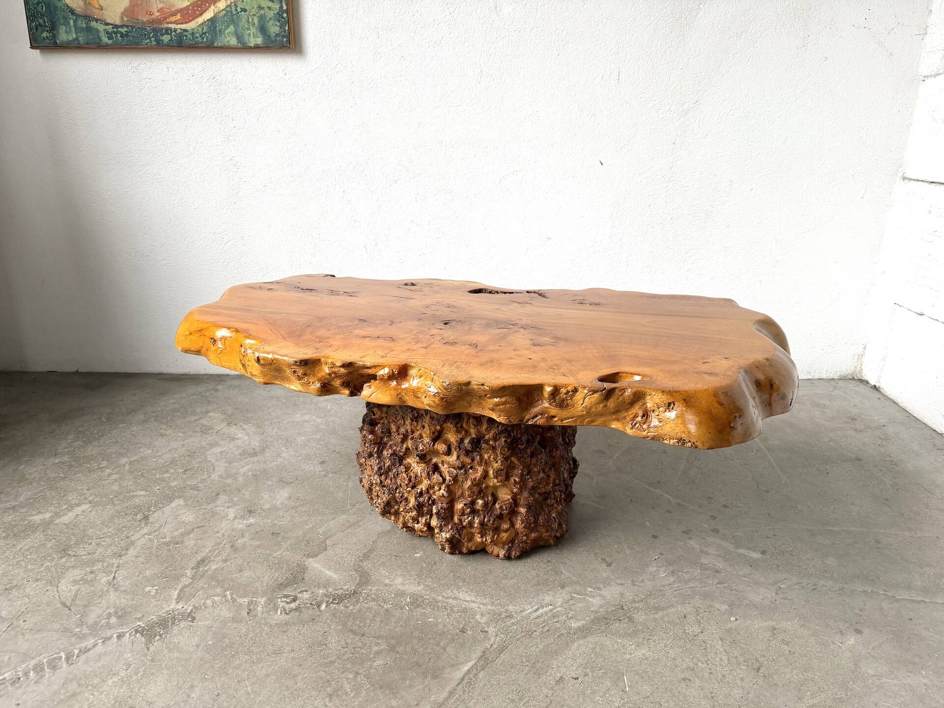 "Free-form" coffee table in solid elm.