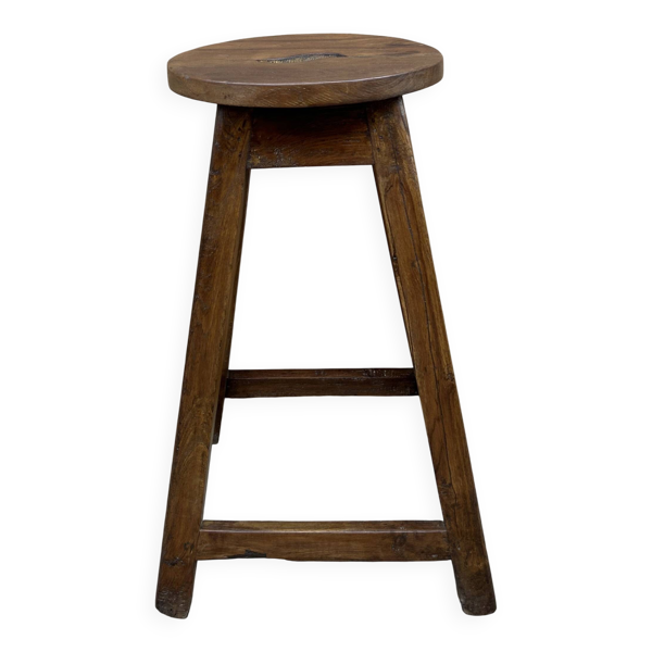 Tabouret d'atelier en teck massif