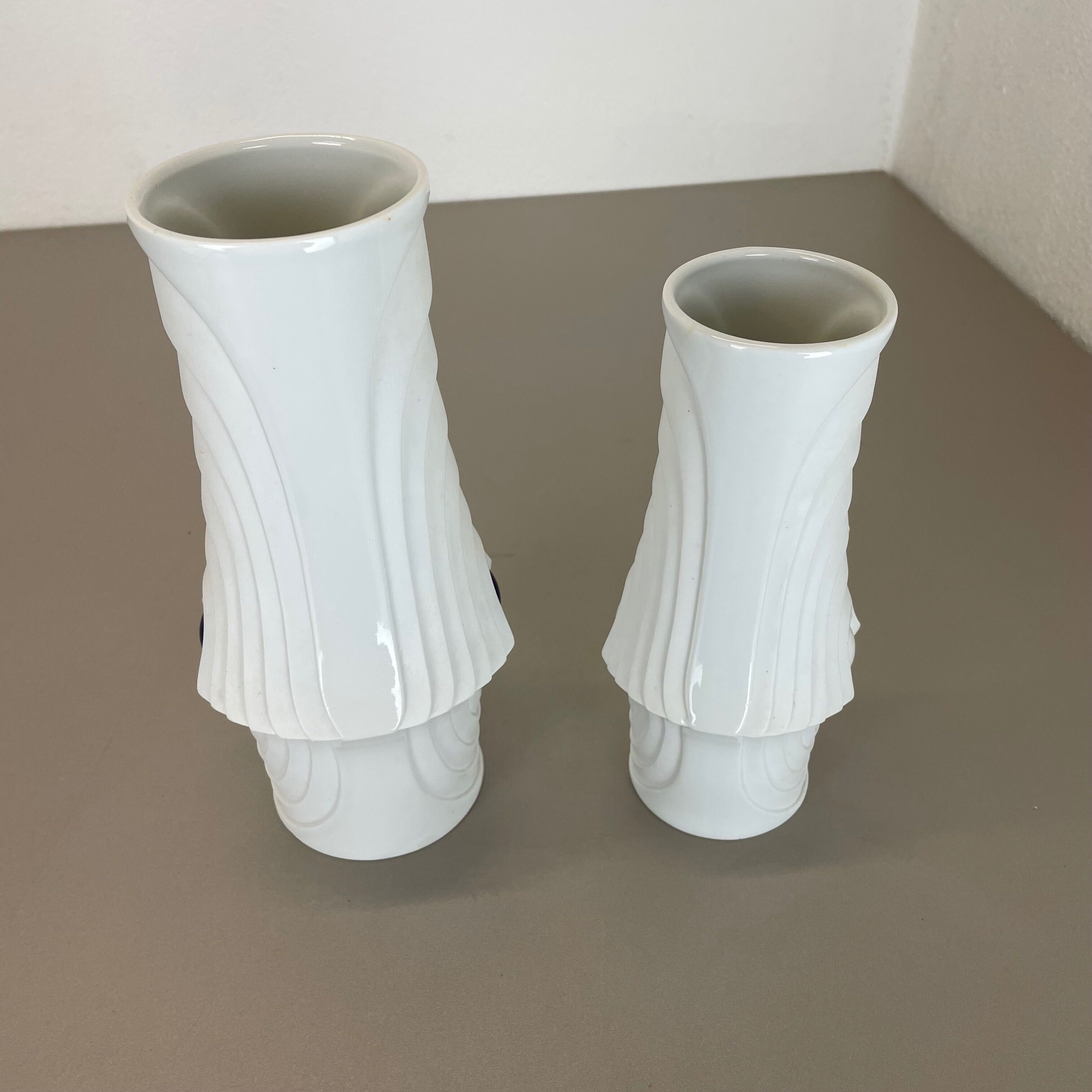 Set of 2 Original Porcelain Op Art Vase Made by Royal Bavaria KPM Germany, 1970s