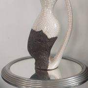 Vase Pichet "Forme Libre" Raku et Bois vermoulu (1960/70)