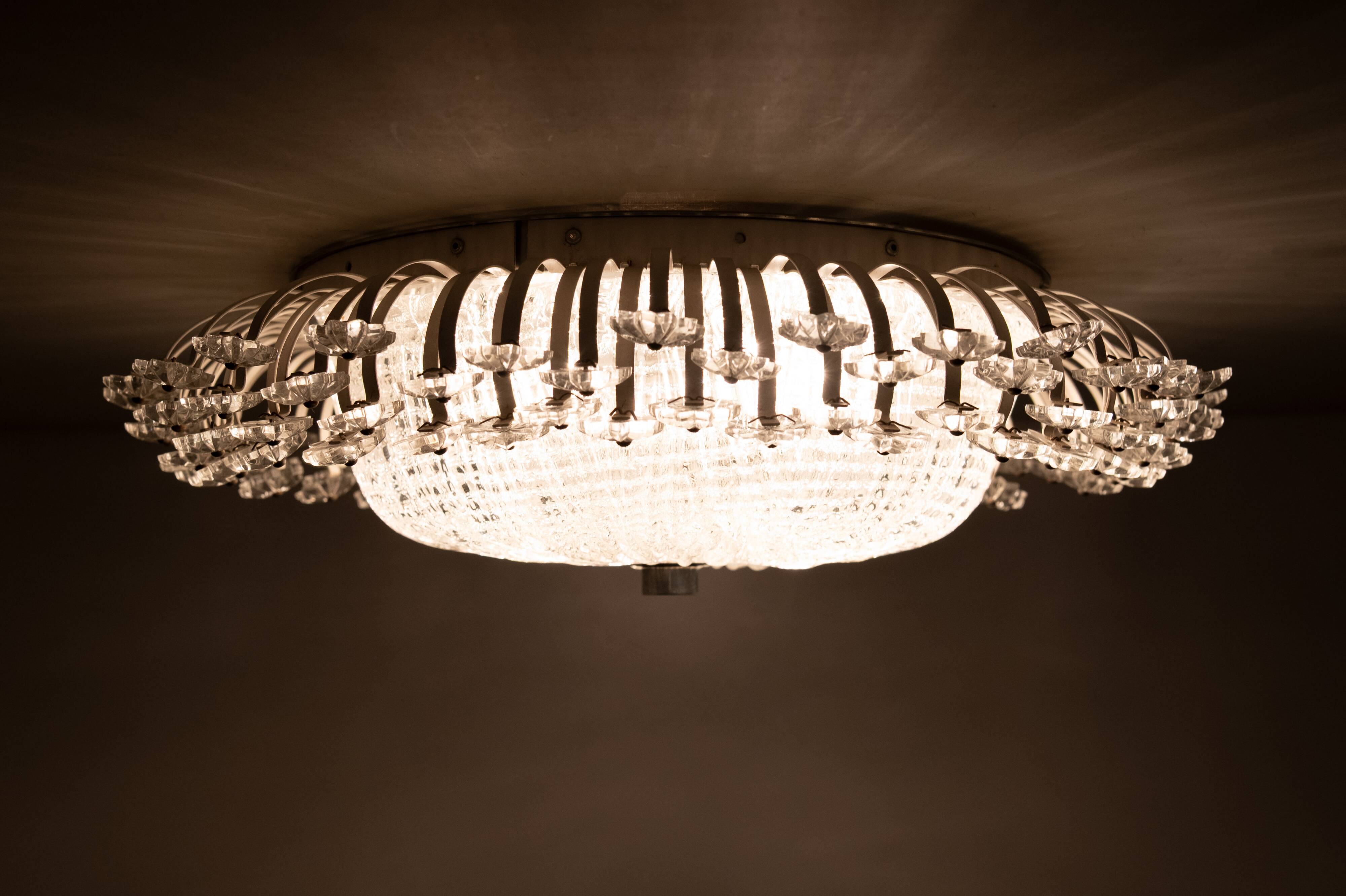 Floral Mid-Century Modern Flush Lamp Emil Stejnar 1960s Austria