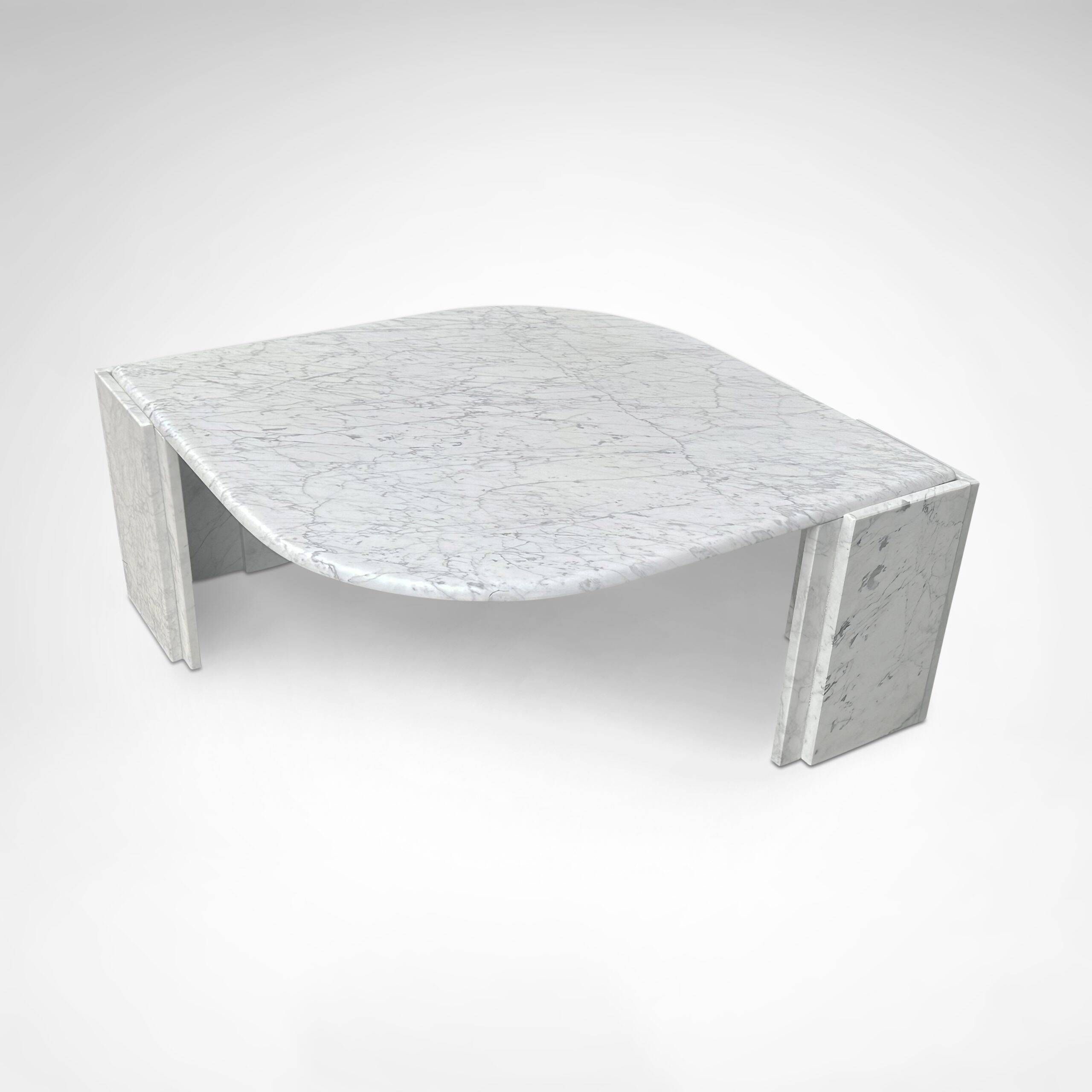 Carrara marble teardrop coffee table Germany 1980s