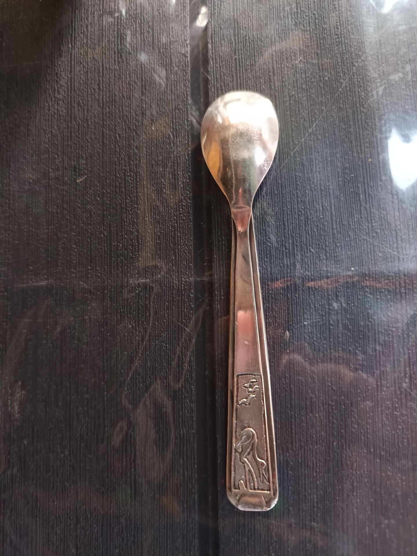 Antique Baptismal Cup + Silver-Plated Spoon - Bird Decoration -