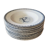12 assiettes creuses Luneville K&G lettre F