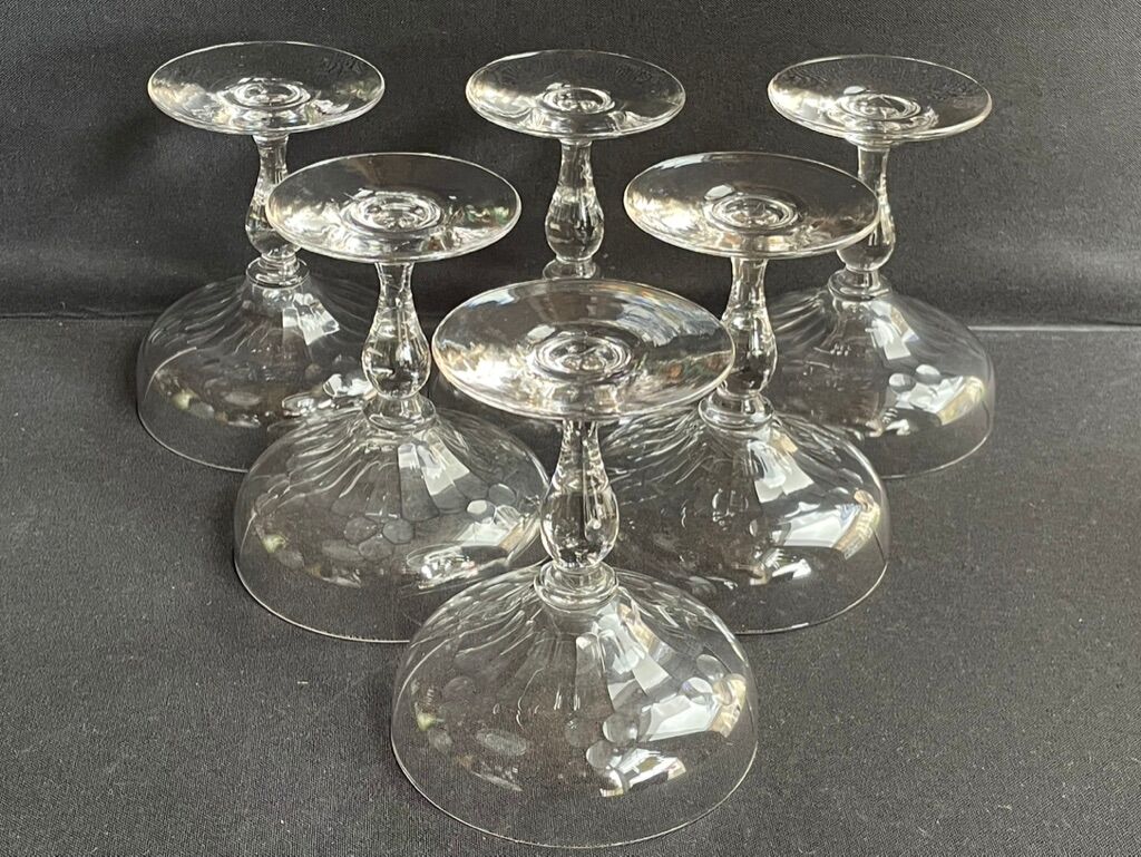 Set of 6 cut crystal champagne glasses