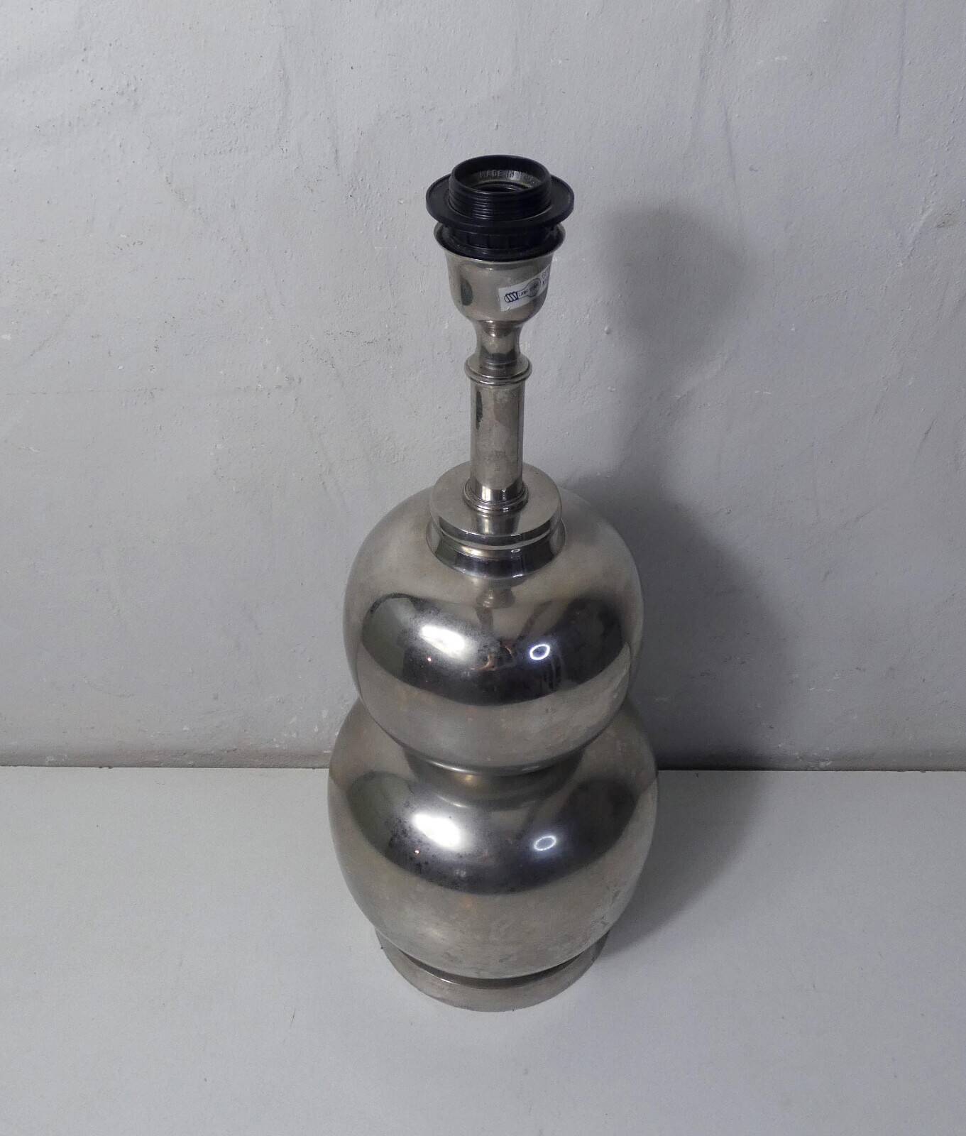 Vintage Space Age lamp with silver chrome metal ball base and DRIMMER H lampshade