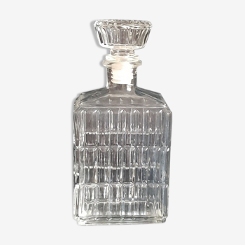 Old rectangular carafe in engraved glass