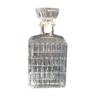 Old rectangular carafe in engraved glass