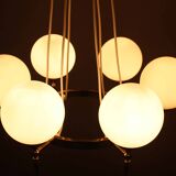Brass and opal glass chandelier