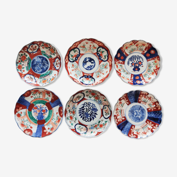 Set of 6 plates Imari Japan Meiji