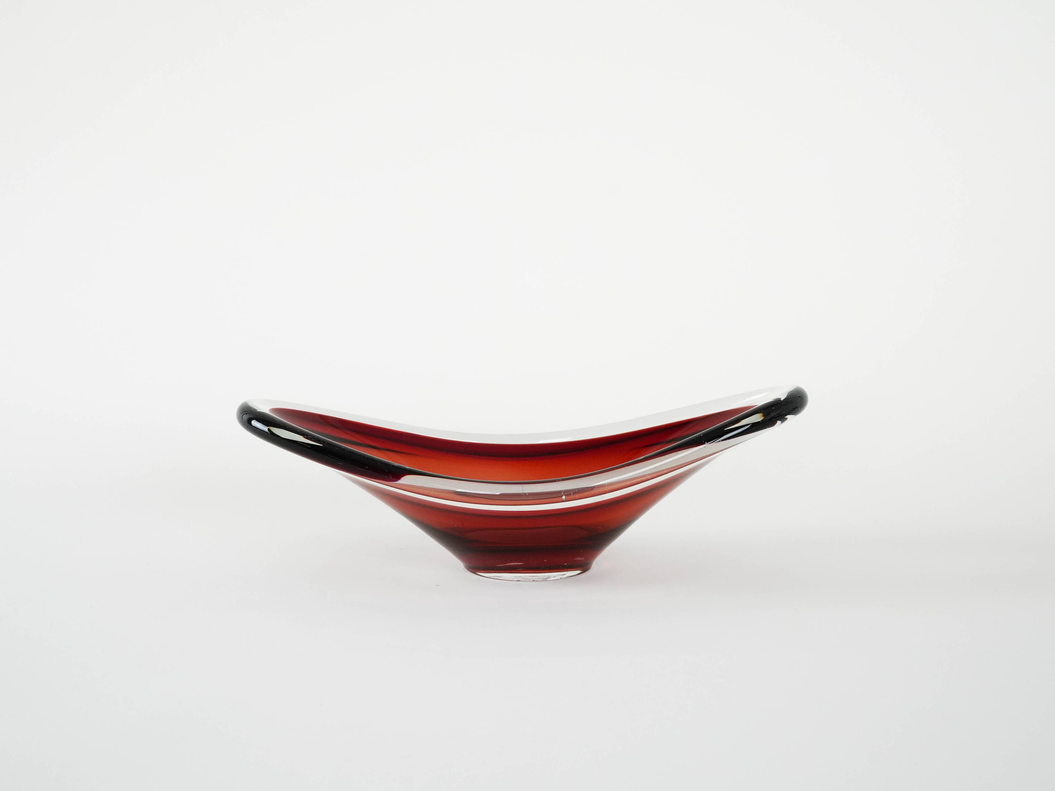 Ruby platter, Murano glass, Italian design, 1960s, made in Italy
