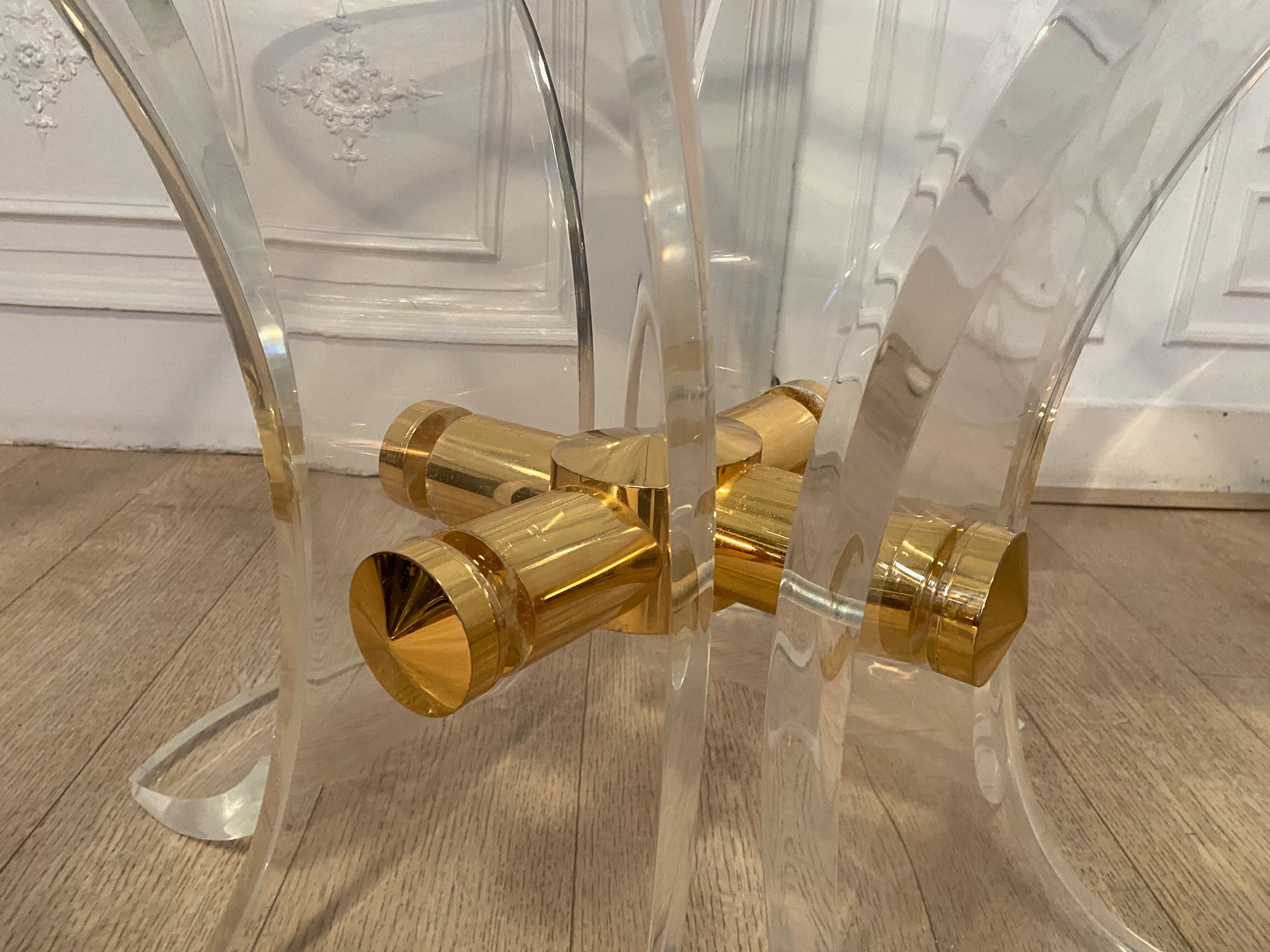 Lily table in plexiglass and gilded metal, 1970