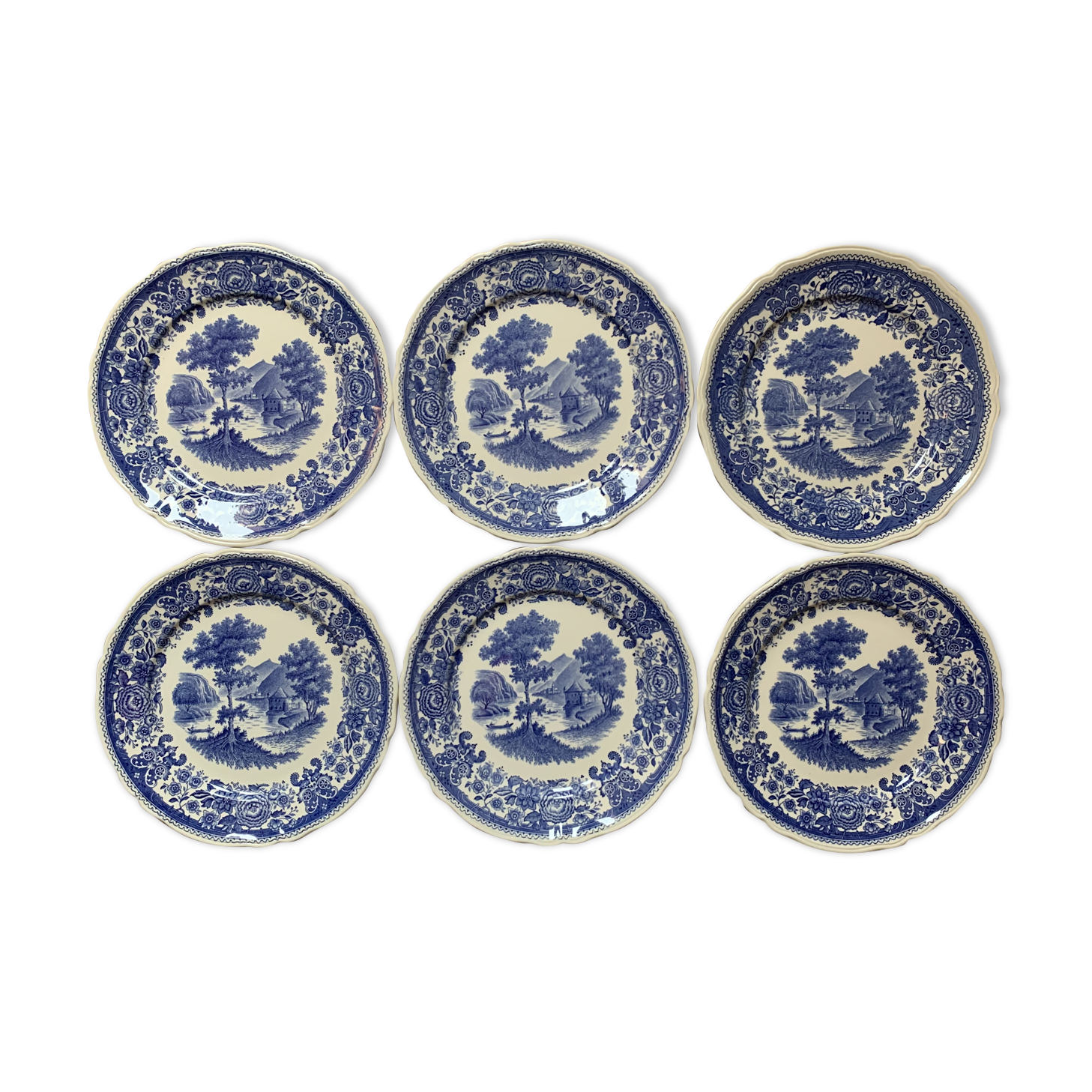 Set of 6 dessert plates Villeroy - Boch model Burgenland blue/ white