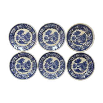 Service de 6 assiettes à dessert Villeroy & Boch modèle Burgenland bleu/ blanc