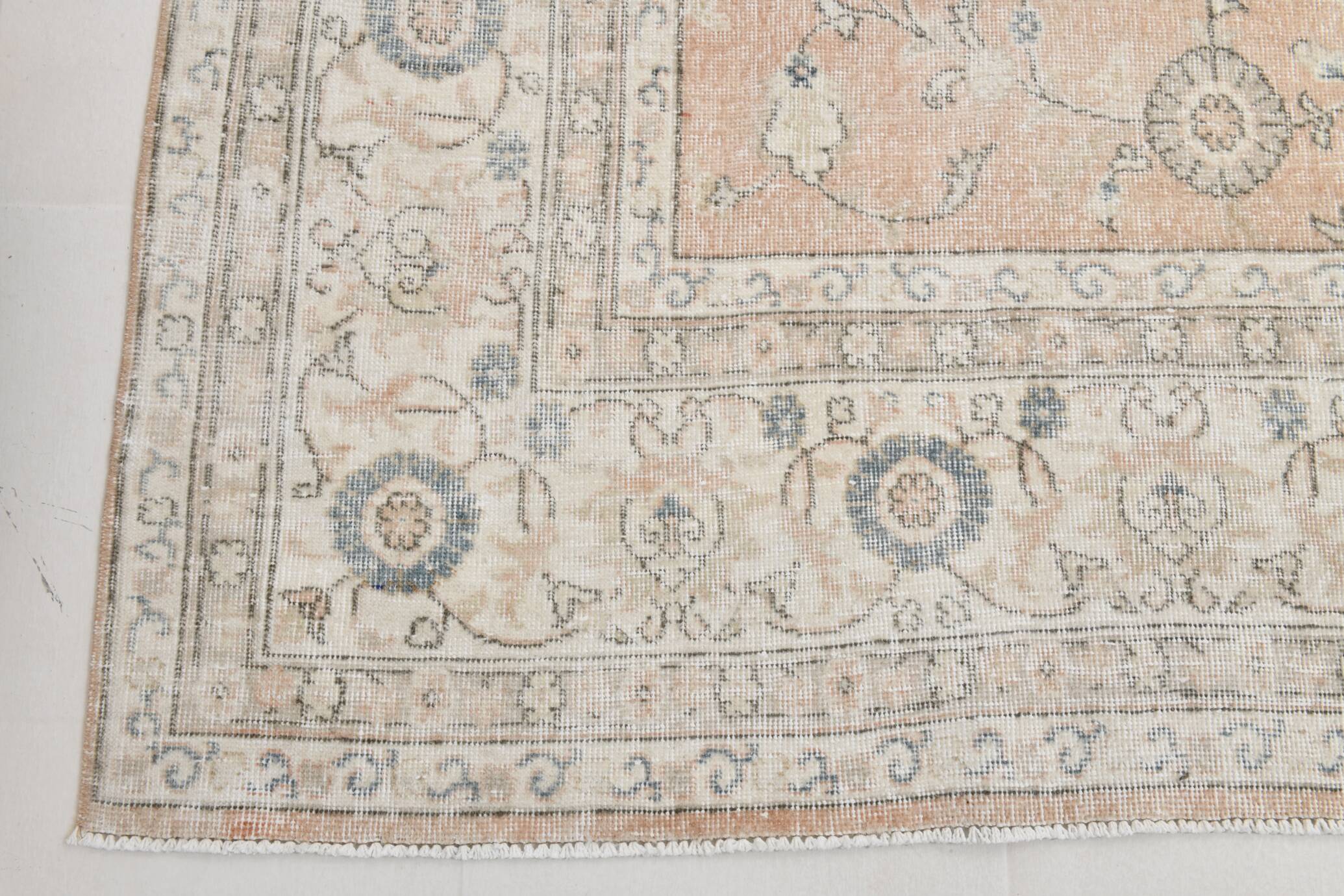 Tapis vintage floral rose blush et pêche 8x12, tapis pour salon.