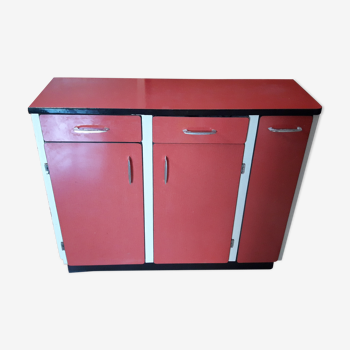 Buffet bas en formica rouge vintage kitsch