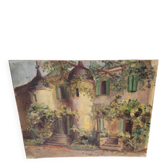 Painting on cardboard large residence