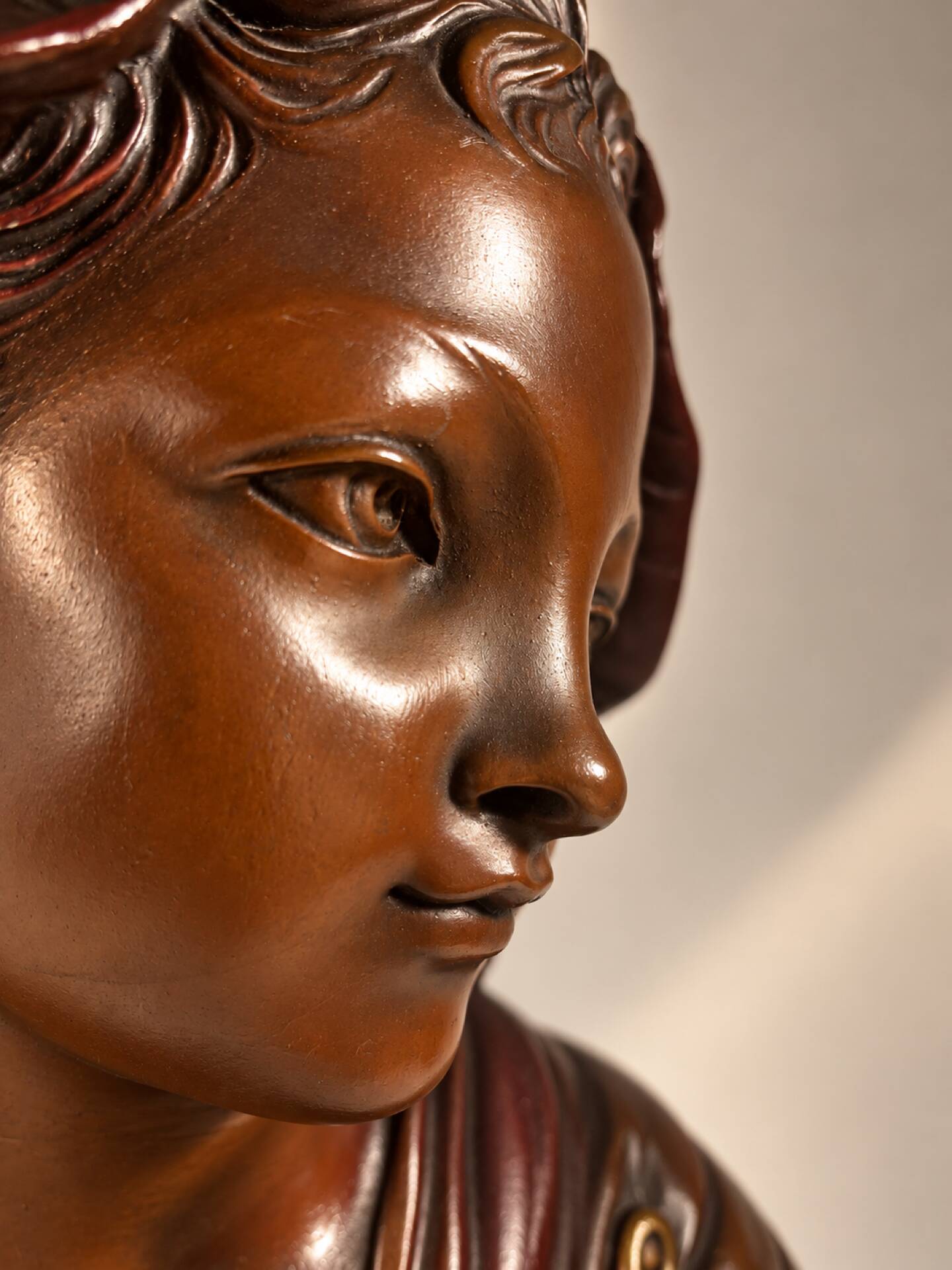 Bust of a woman 40 cm – Art Nouveau style – bronze effect finish