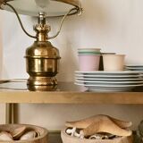 Brass gold and opaline table lamp