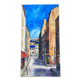 Painting by Dominique Brochard "Domi" – Street Scene – 1967