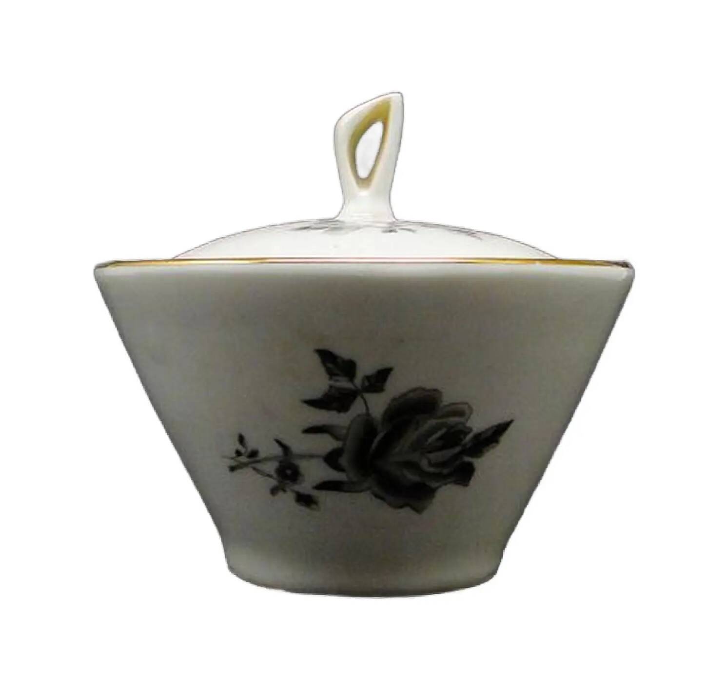 Art Nouveau sugar bowl, cream ceramics, Ćmielów, Poland, 1960s