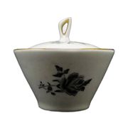 Art Nouveau sugar bowl, cream ceramics, Ćmielów, Poland, 1960s