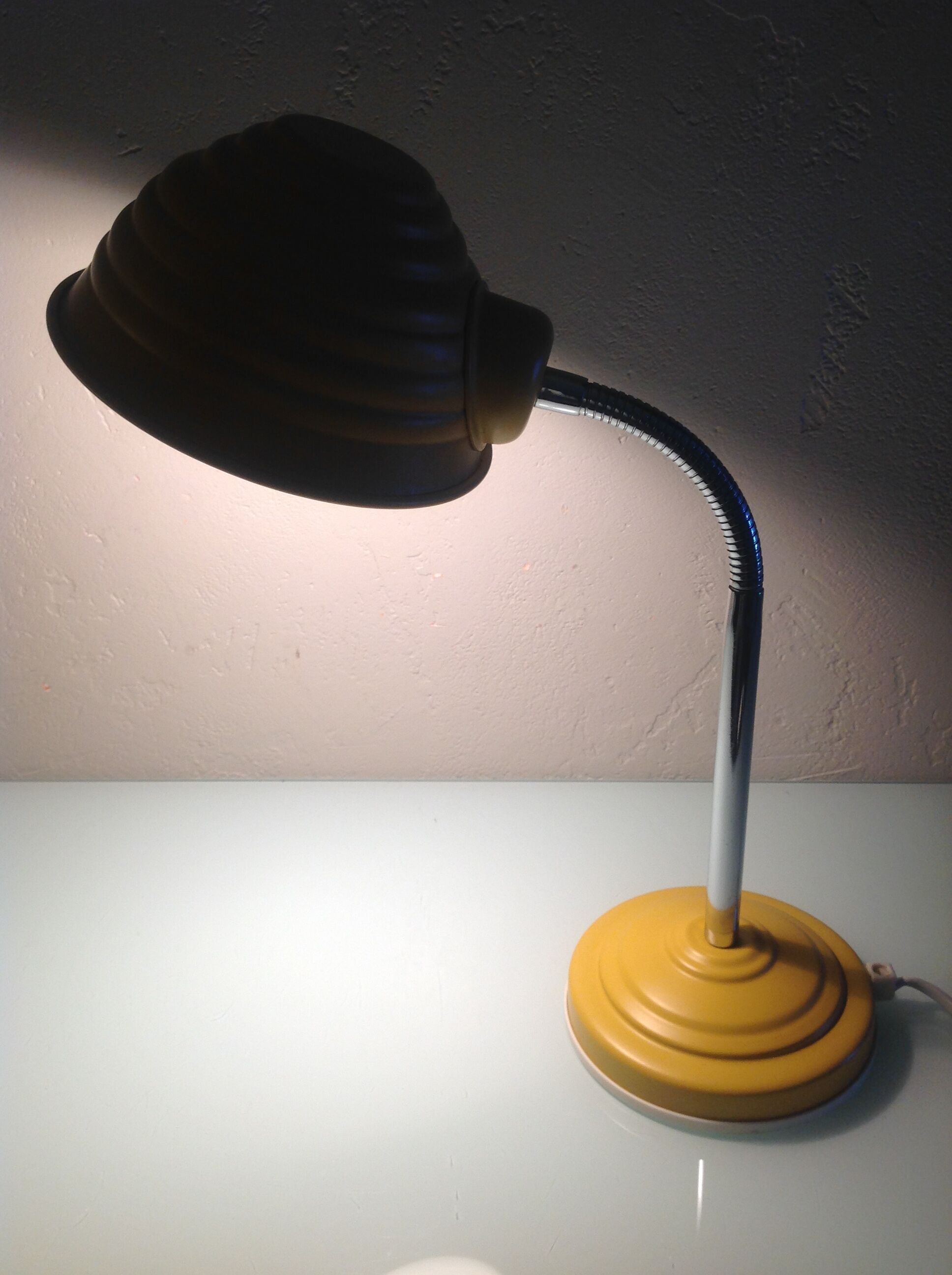 Yellow vintage metal desk lamp 70s