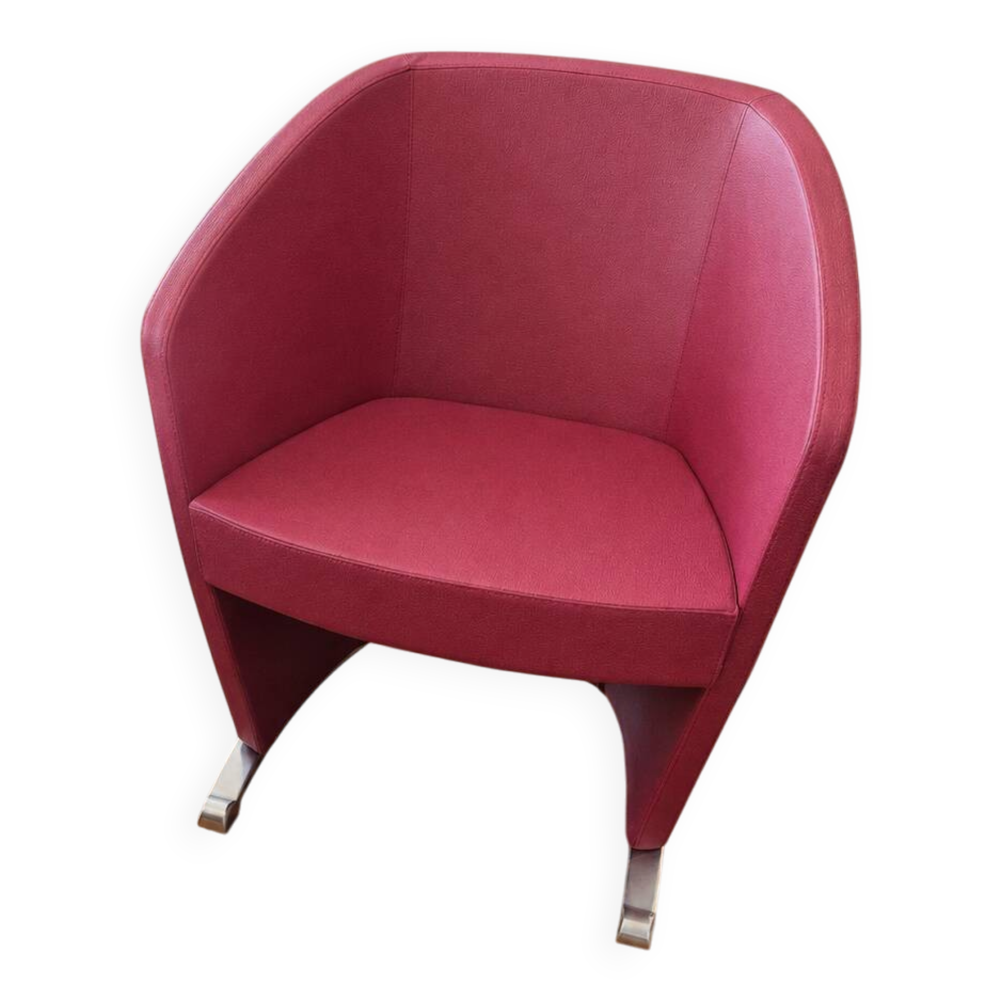 4 leather armchairs with chrome legs, design harmony