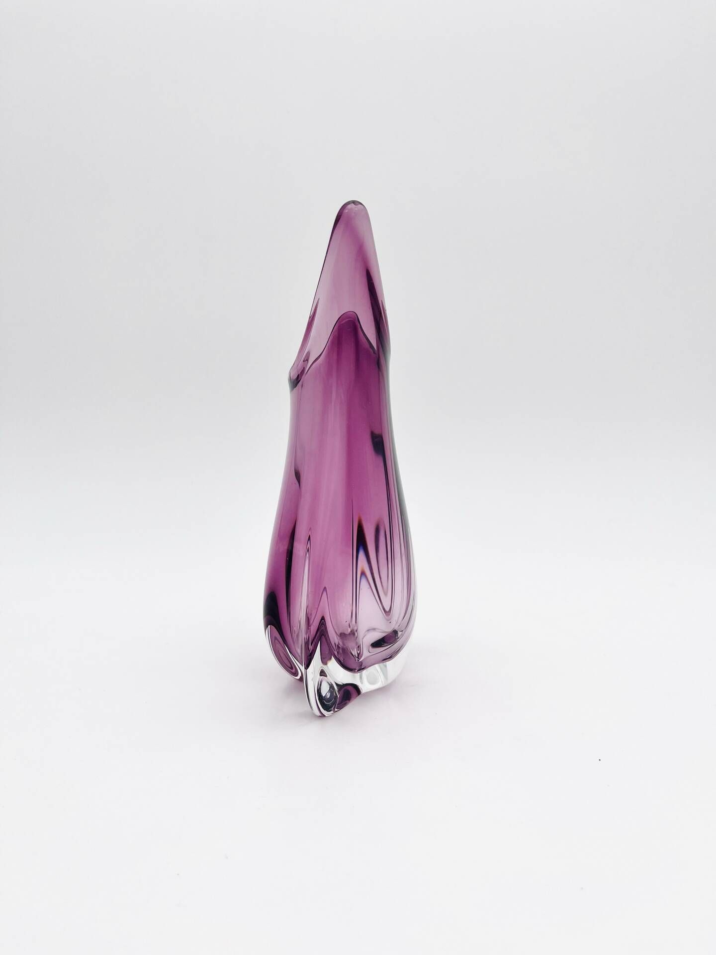 Murano Sommerso Vase Sculptural Organic Amethyst