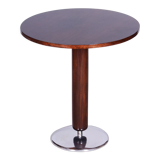 Art deco walnut chrome round table Jindrich Halabala 1930s Czechia