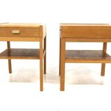 Set of 2 oak bedside tables, Sweden, 1960