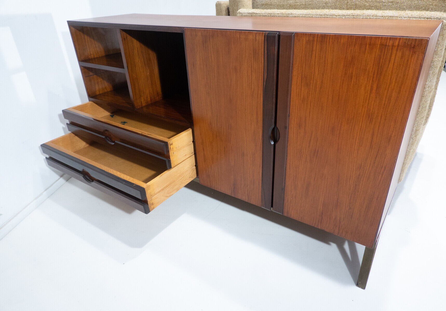 Mid-Century Modern Italian Sofa with Built-in Sideboard, Italy, 1960s