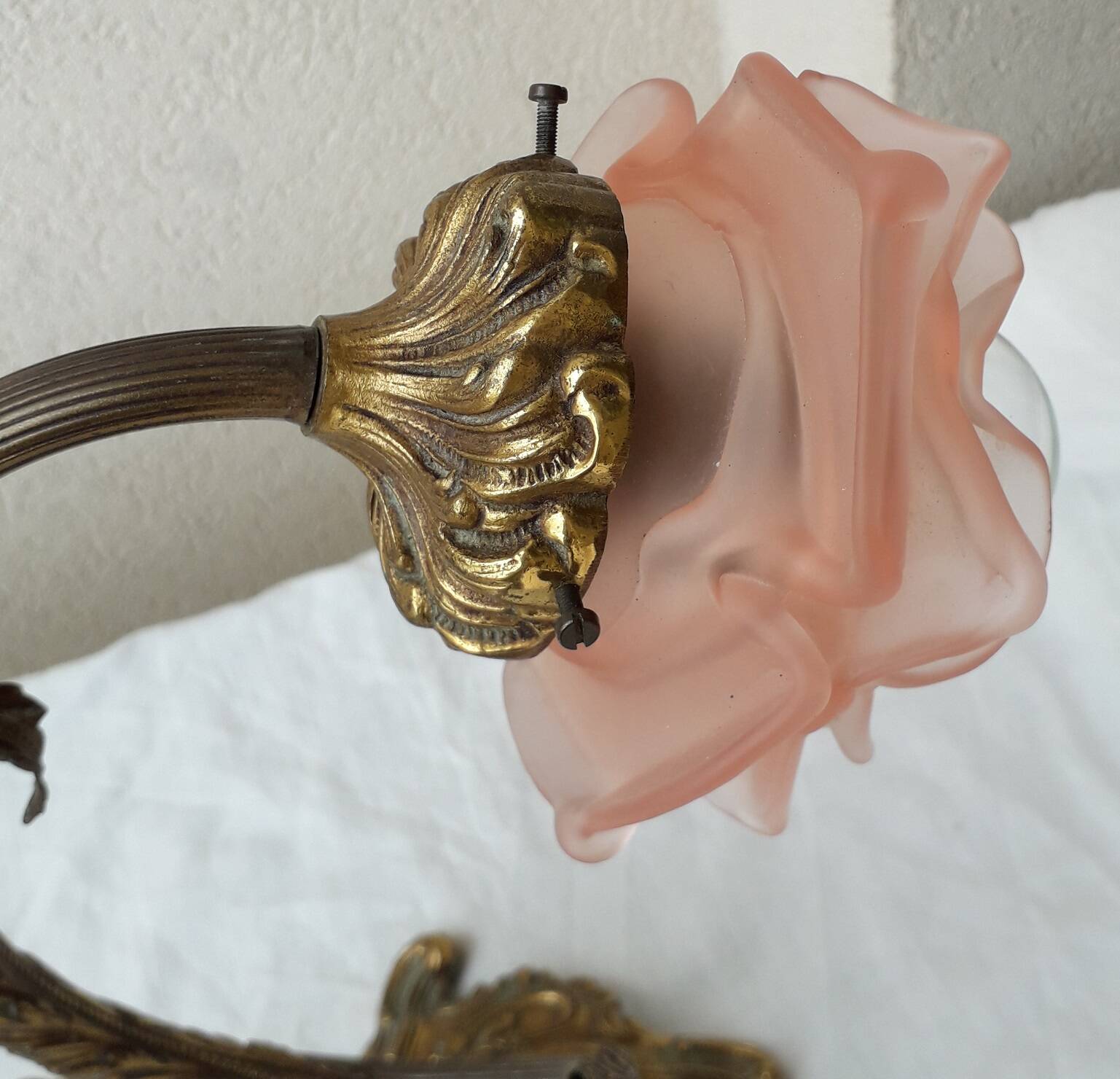 2 bronze and glass lamps