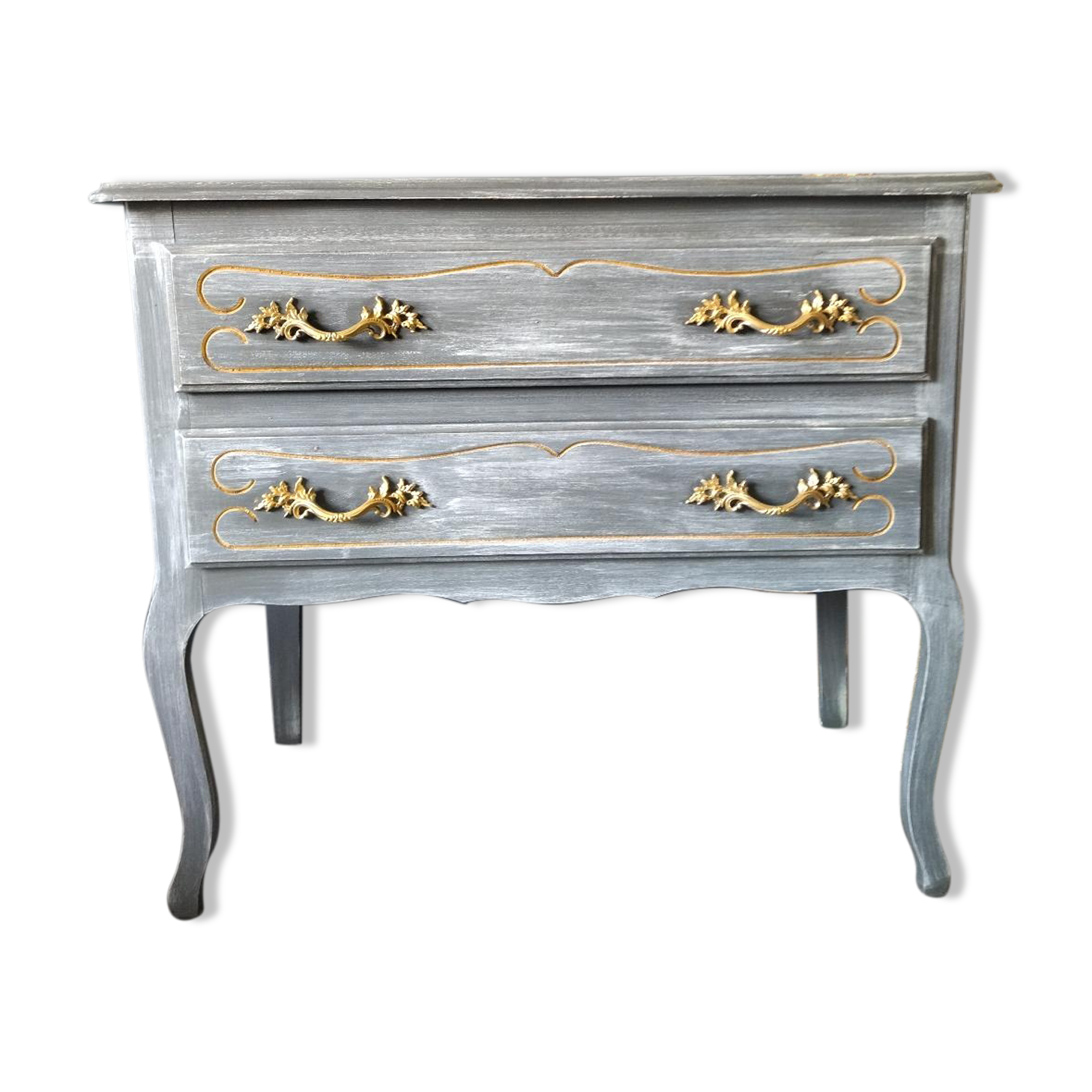 Louis XV-style patinated grey dresser