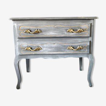 Louis XV-style patinated grey dresser