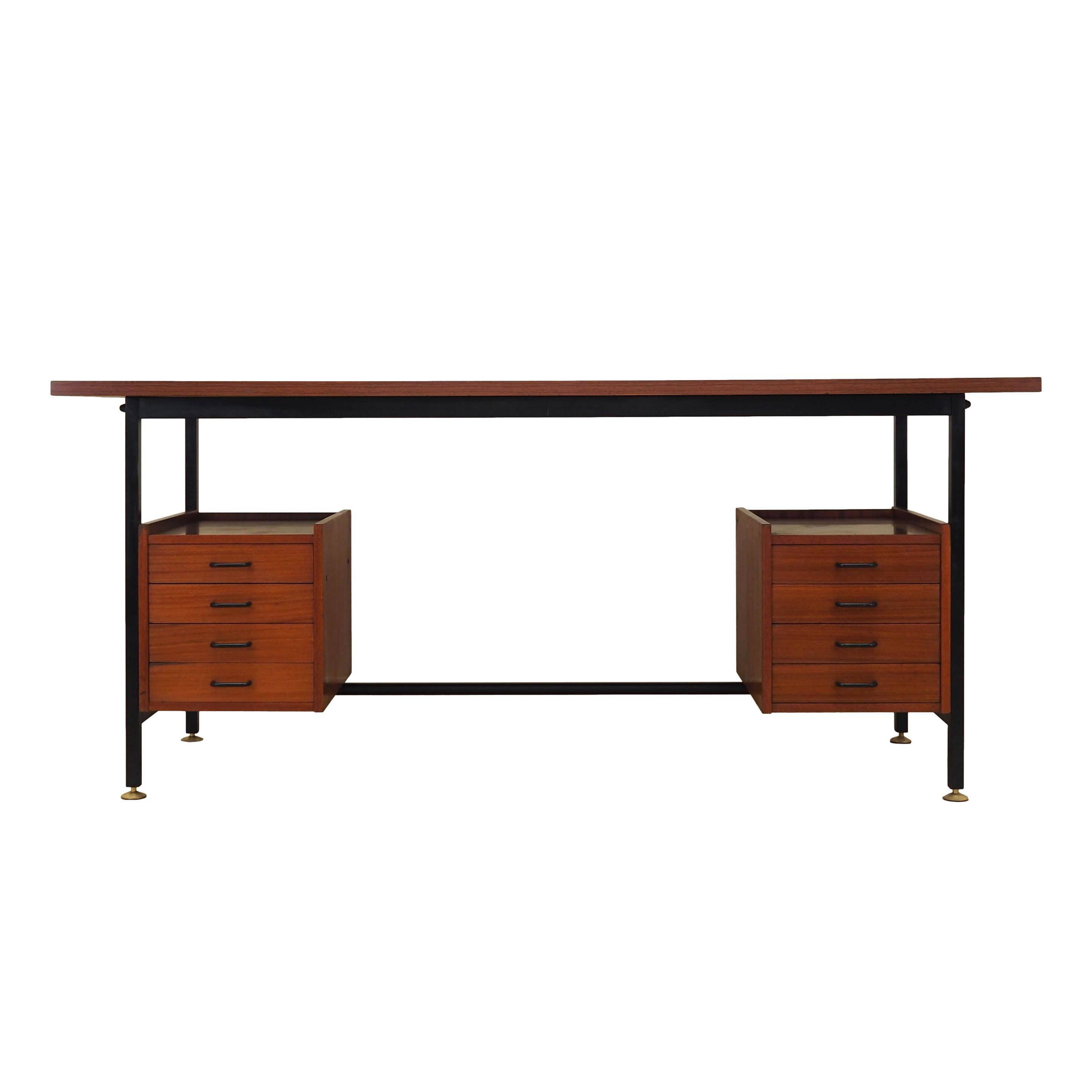 Bureau en acajou, design italien, années 1970, production : Italie