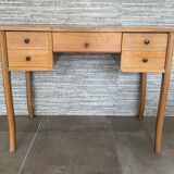 5-drawer desk 1940 in light oak, curved legs