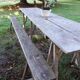 Vintage Guinguette table set with 2 benches