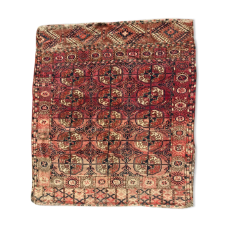 Nice old Turkmen Bukhara  Afghan rug hand made wool 108x120cm