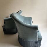 Blue velvet frog armchairs