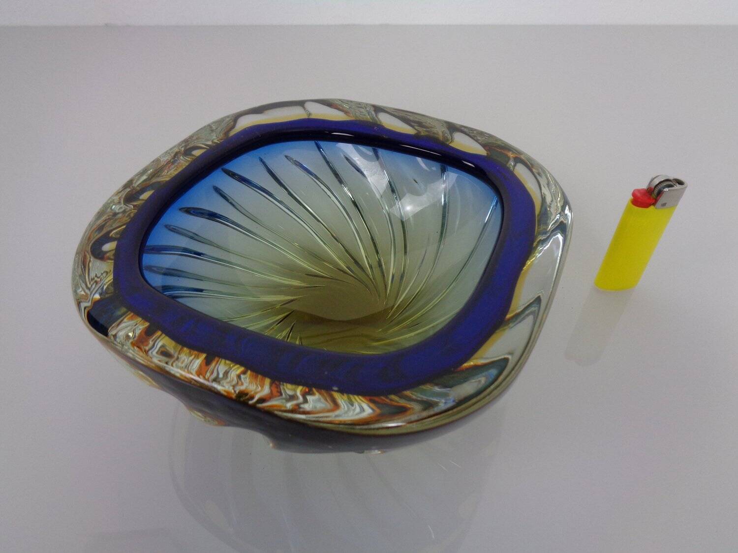 Blue Brown Sommerso Murano Glass Bowl or Ashtray by Flavio Poli, Italy, 1960s