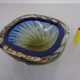 Blue Brown Sommerso Murano Glass Bowl or Ashtray by Flavio Poli, Italy, 1960s