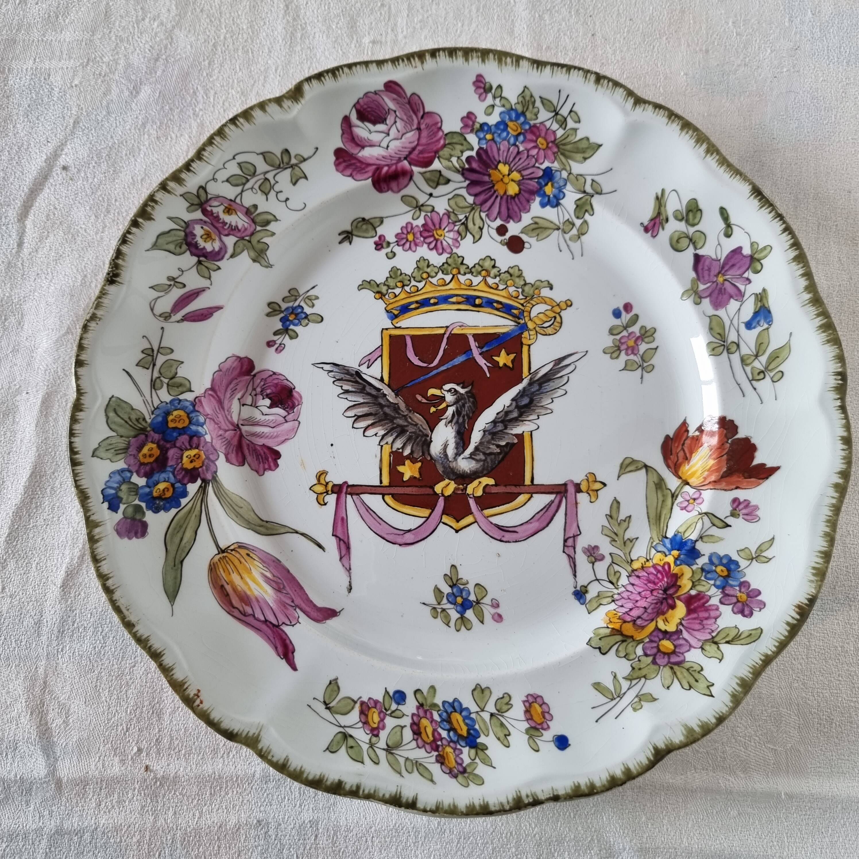 Exclusive 19th century French Lunéville porcelain plate, painted