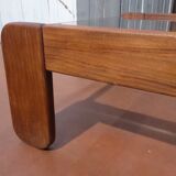 Glass and wood coffee table