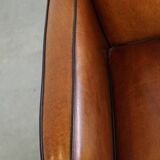 Beautiful, cognac-colored, sheep leather Art Deco design armchair in good condition