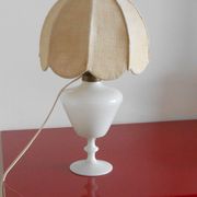 Bedside lamp porcelain and burlap