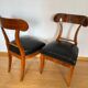 Set of Biedermeier Shovel Chairs in Walnut & Black Leather, Austria, 1820s