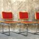 Ensemble de 4 chaises cesca bois et rouge, modèle B32 par Marcel Breuer