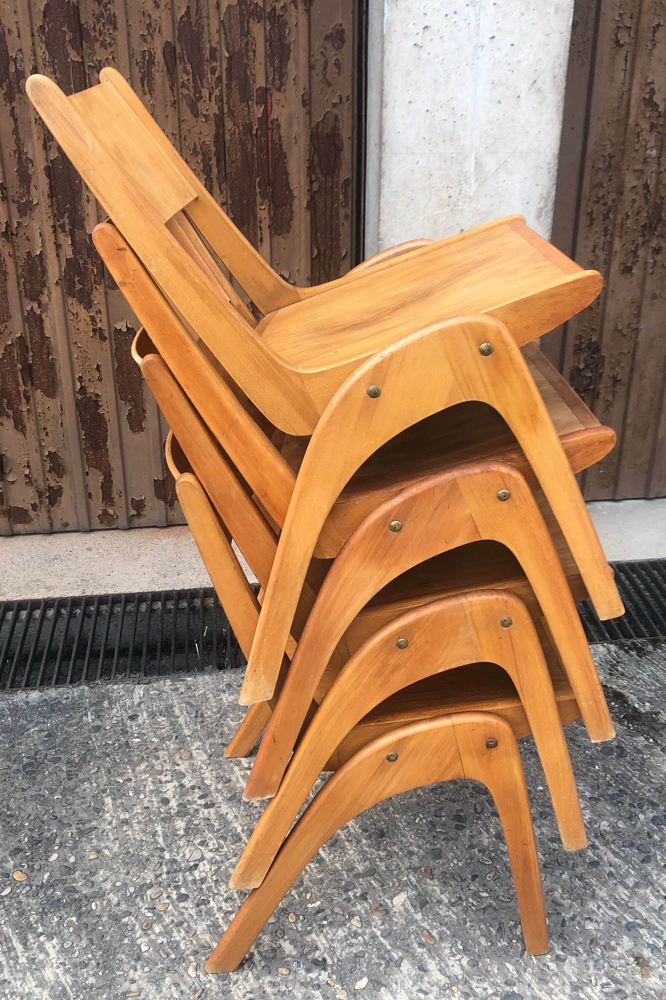 Vintage blond wood chairs 60s
